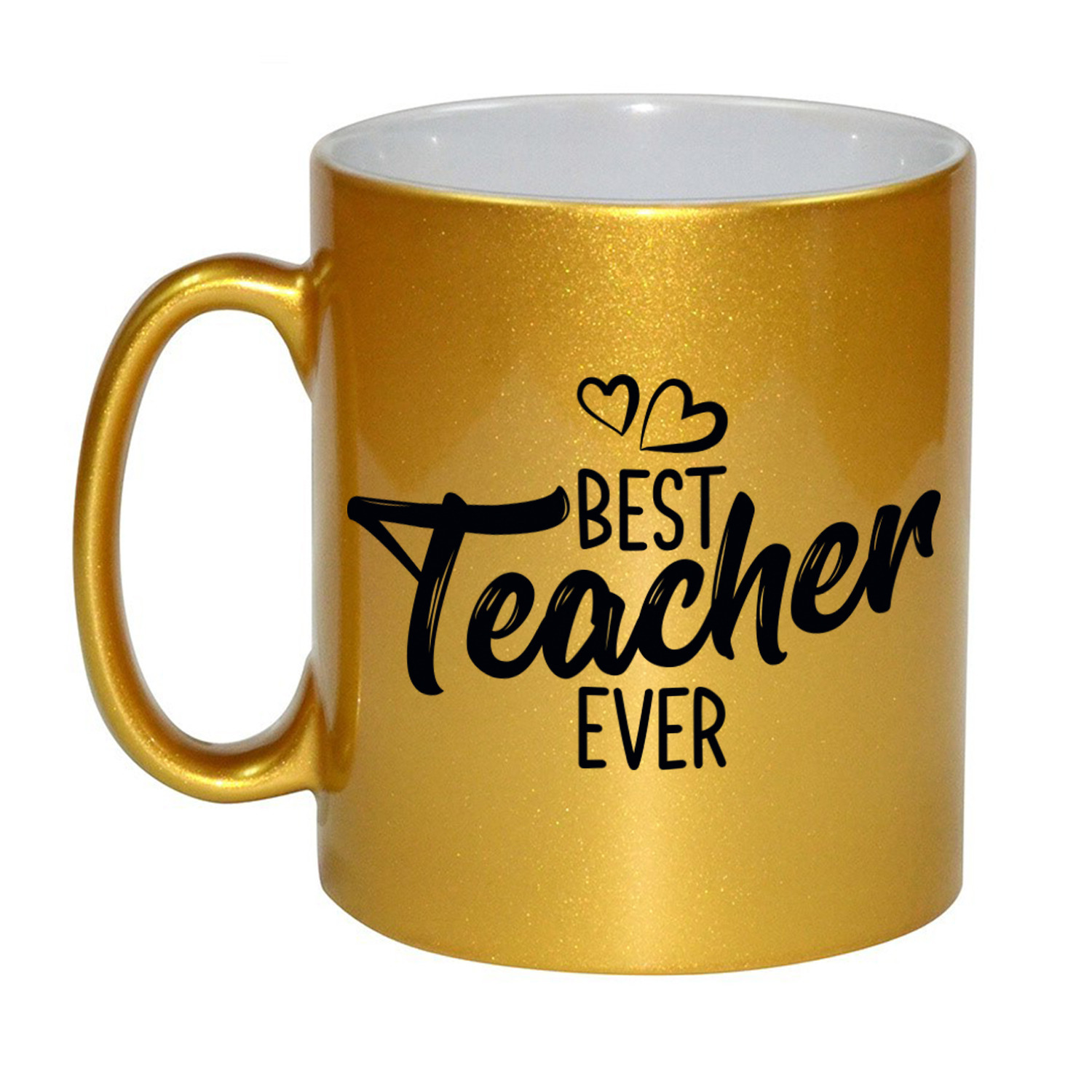 Best teacher ever - meester/juf en leraren - cadeau koffiemok / beker - goud - 330 ml -