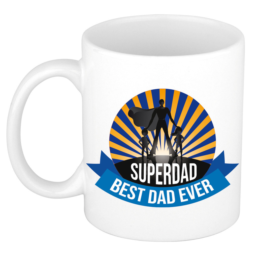 Superdad, best dad ever vaderdag cadeau mok / beker wit -