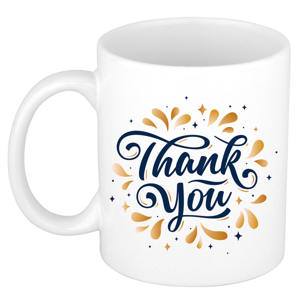 Thank you cadeau bedankje mok / beker wit -