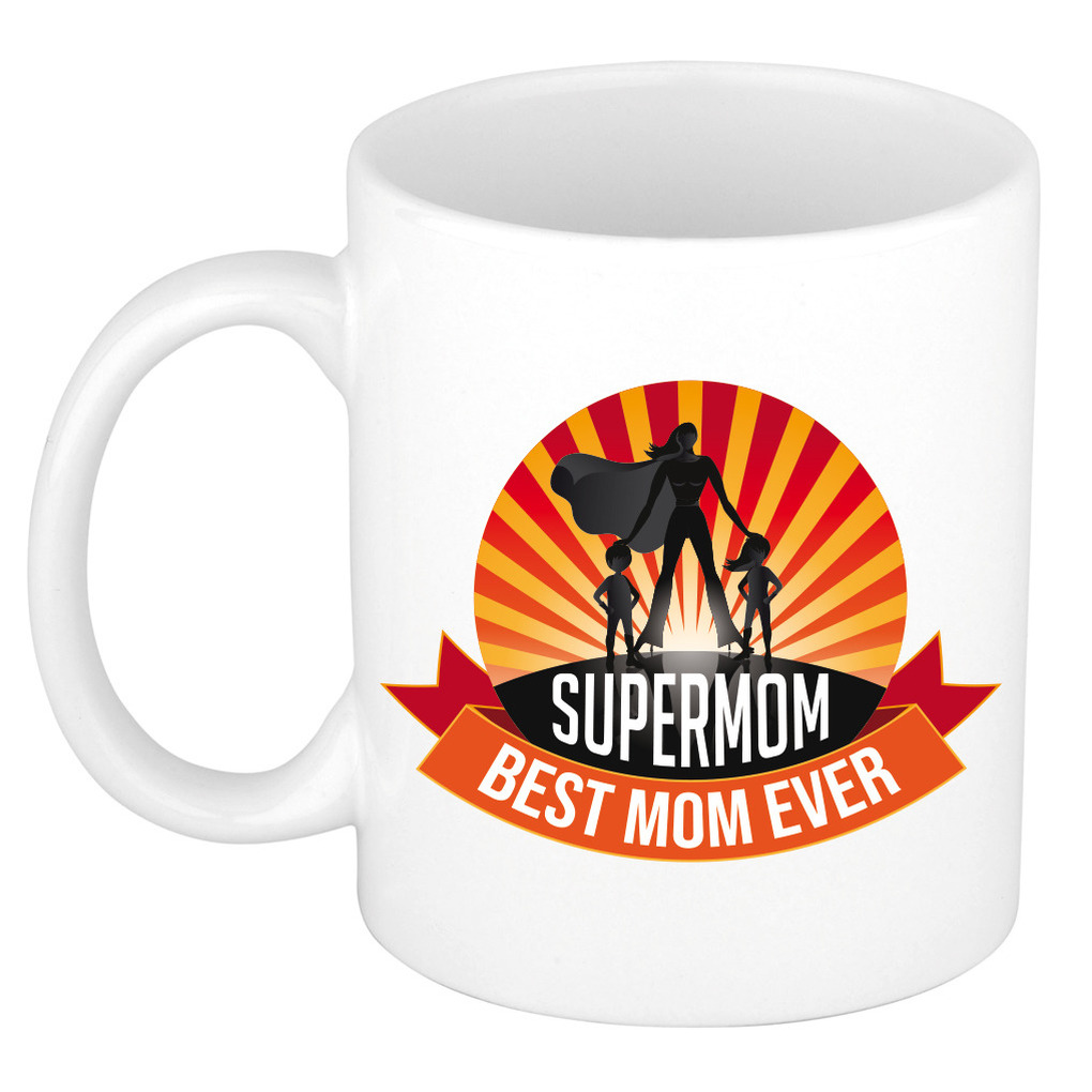 Supermom, best mom ever moederdag cadeau mok / beker wit -