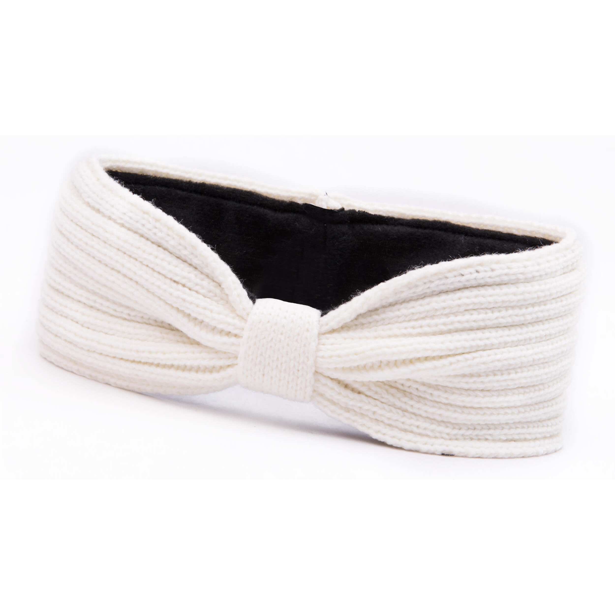 Witte gebreide winter hoofdband met strik voor dames -
