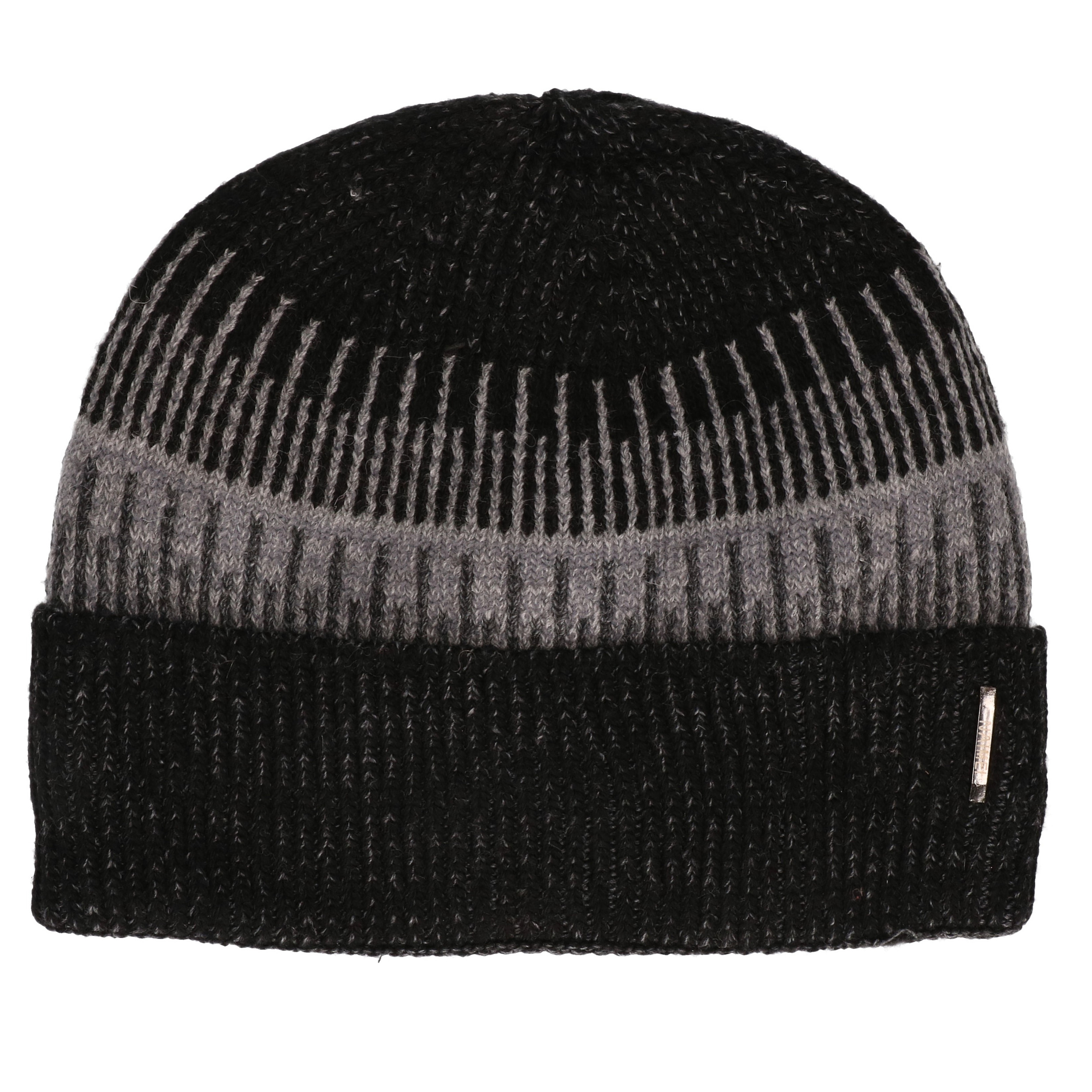 Zwarte/grijze gebreide beanie muts voor volwassenen One size -