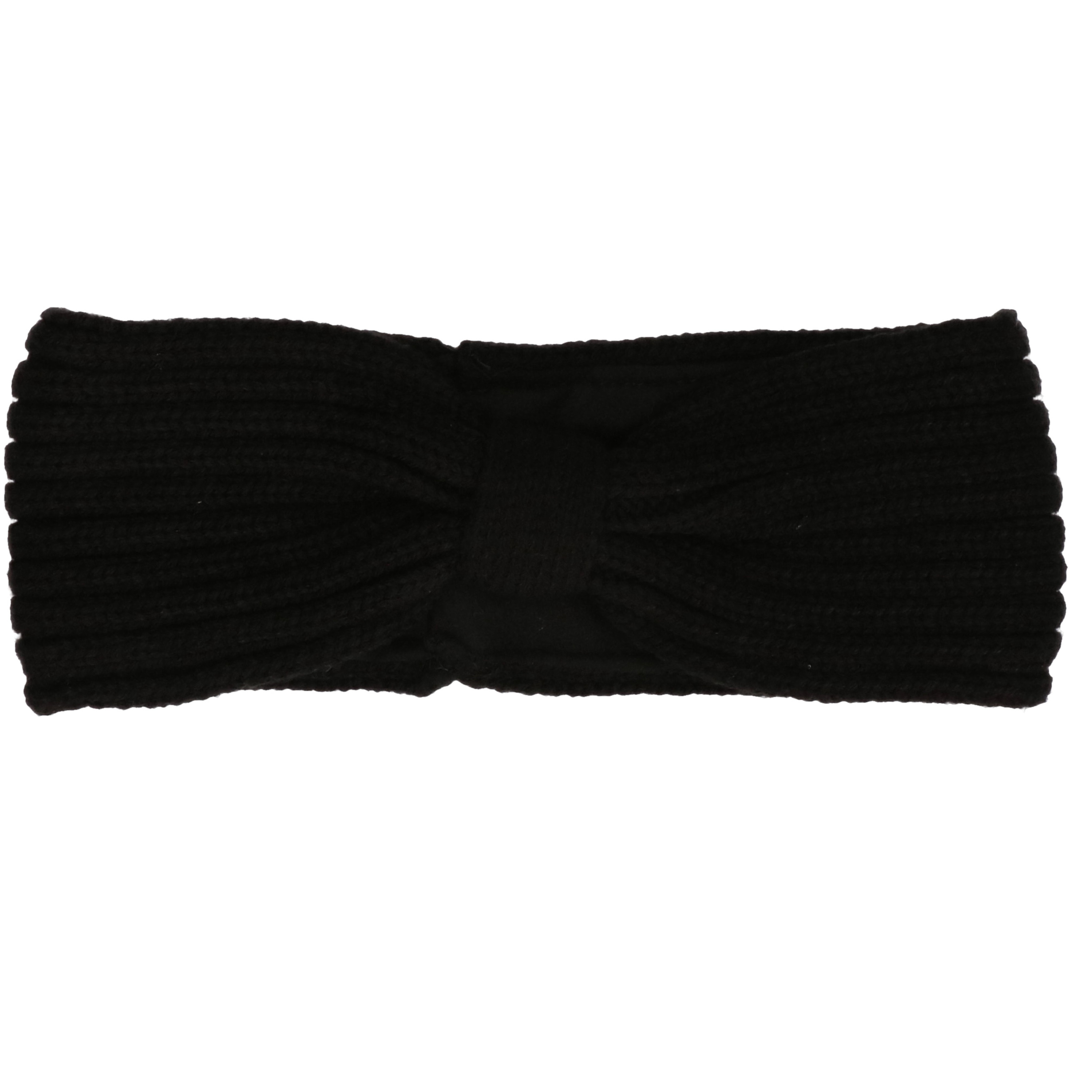 Zwarte gebreide winter hoofdband met strik voor dames -