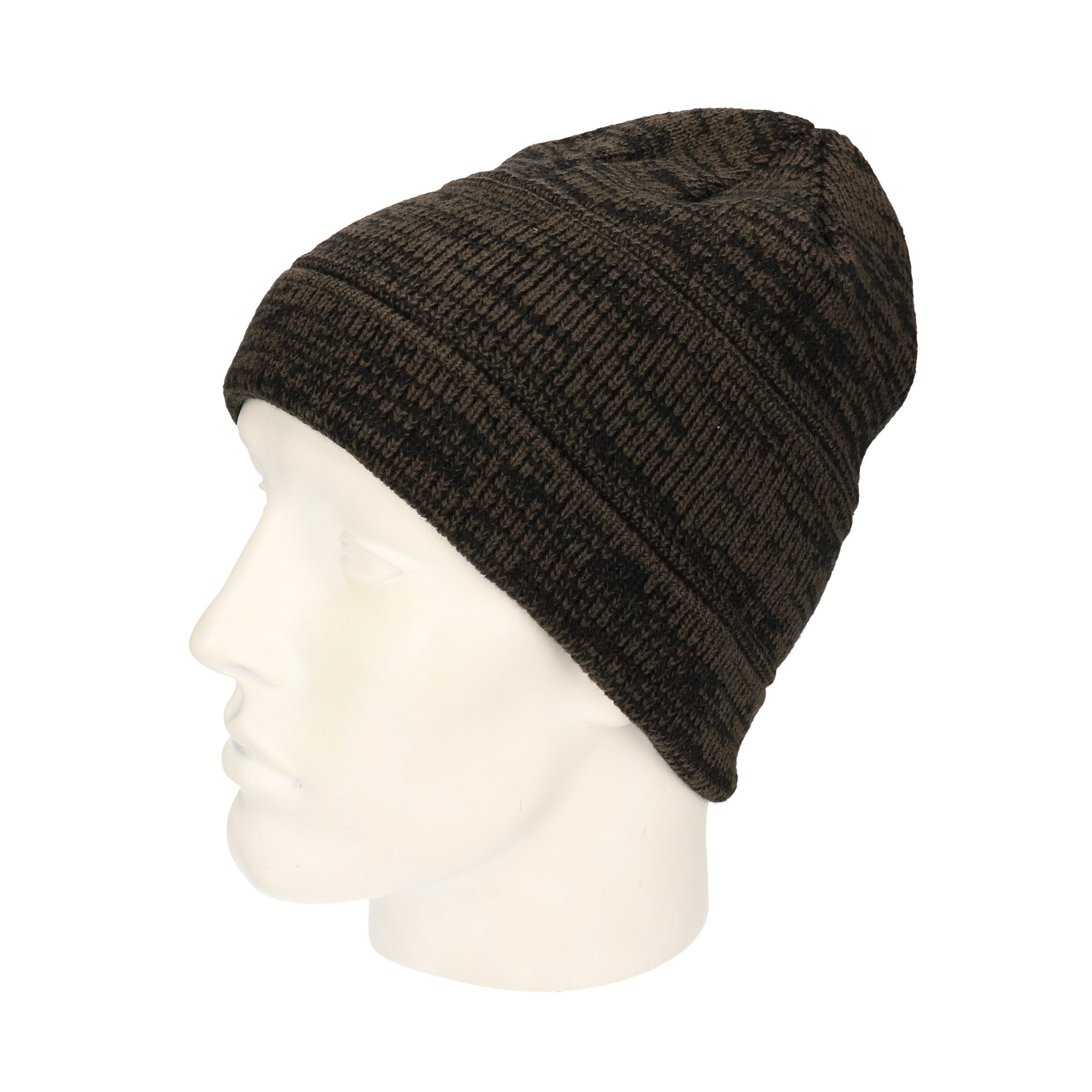 Zwarte gebreide beanie muts met nepbonten voering voor volwassenen One size -