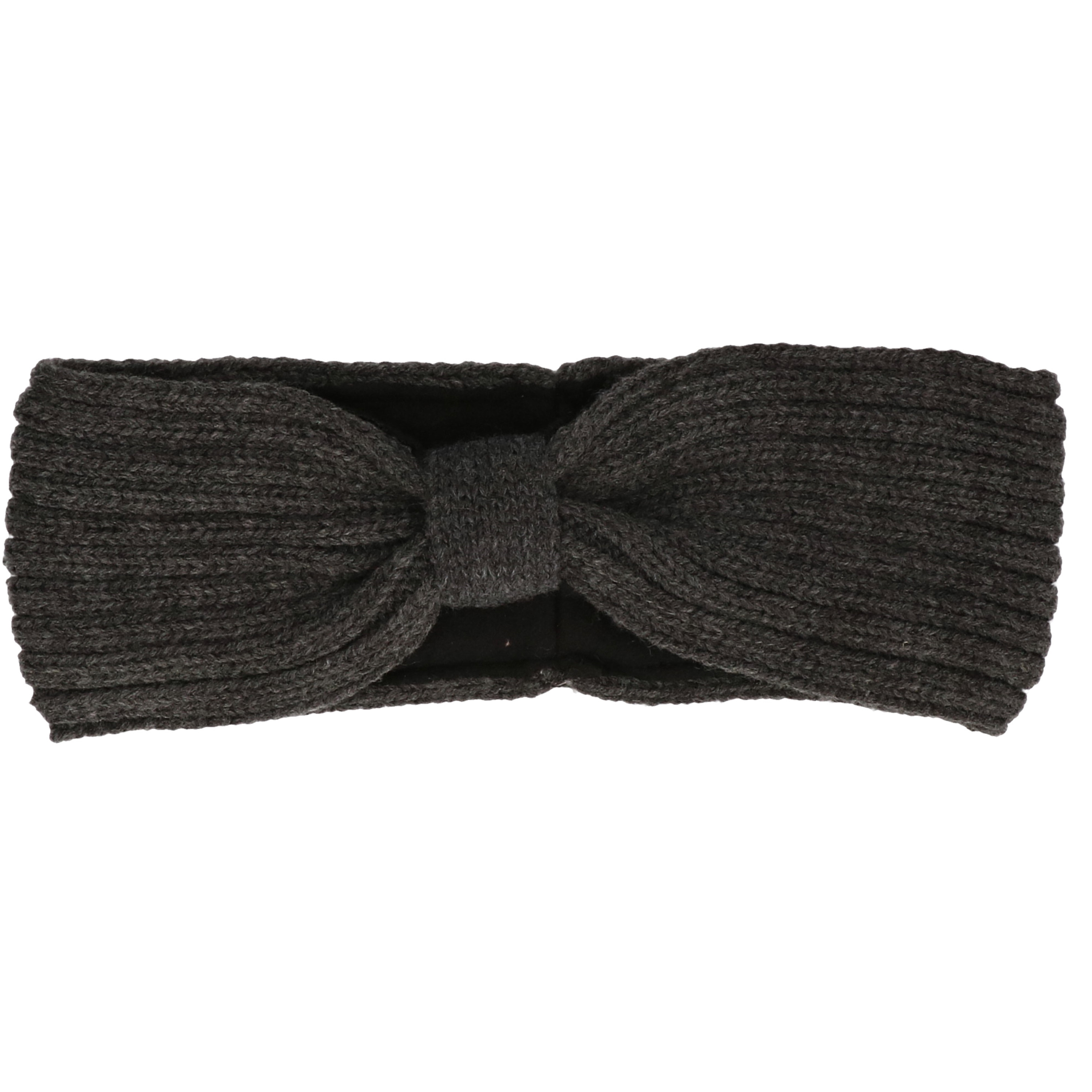 Grijze gebreide winter hoofdband met strik voor dames -