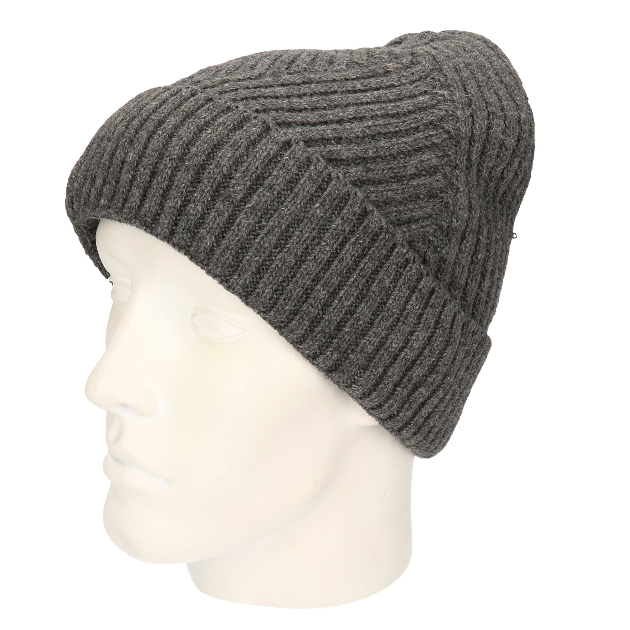 Grijze gebreide beanie muts voor volwassenen One size -