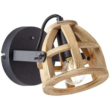 Brilliant wandlamp Matrix - hout - E14 - Leen Bakker