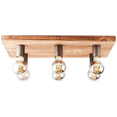 Brilliant plafondlamp Panto 6-lichts - hout - Leen Bakker
