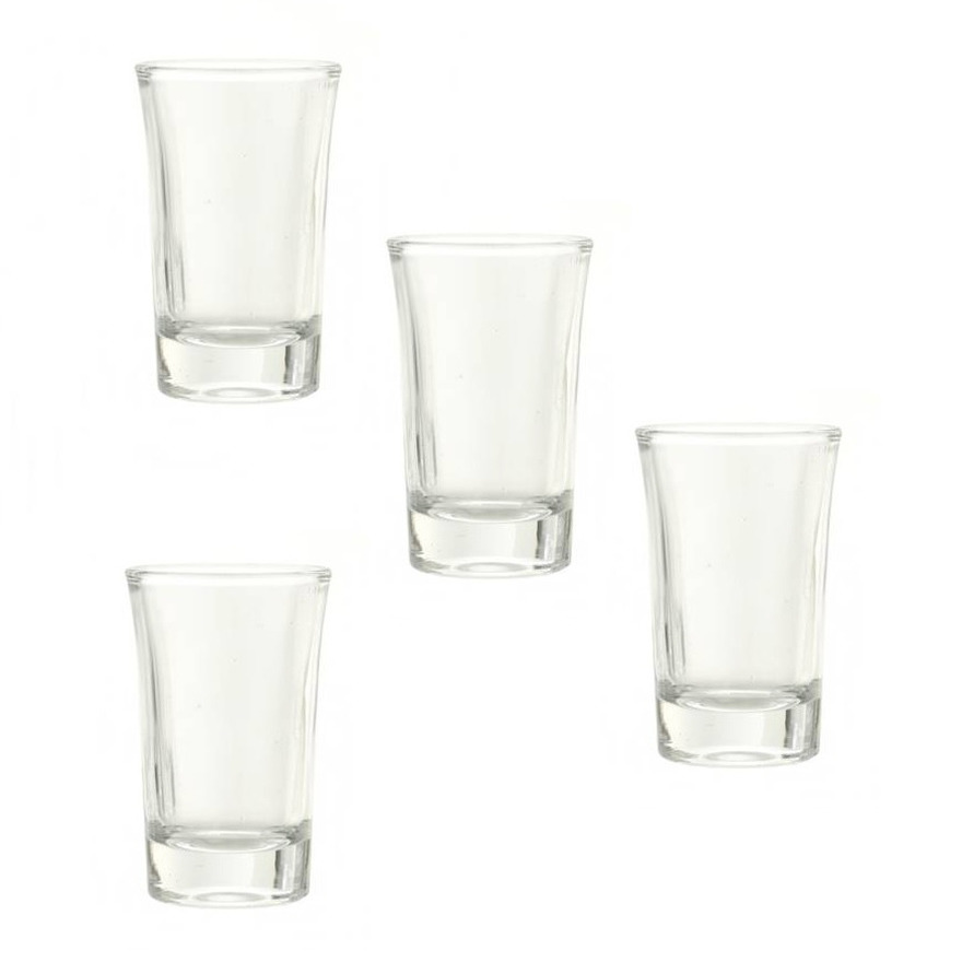 4x stuks Shotglaasjes/shotjes transparant van glas 7 cm -