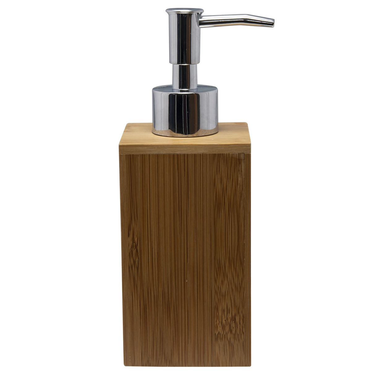 Zeeppompje/zeepdispenser bruin van bamboe 17 cm -