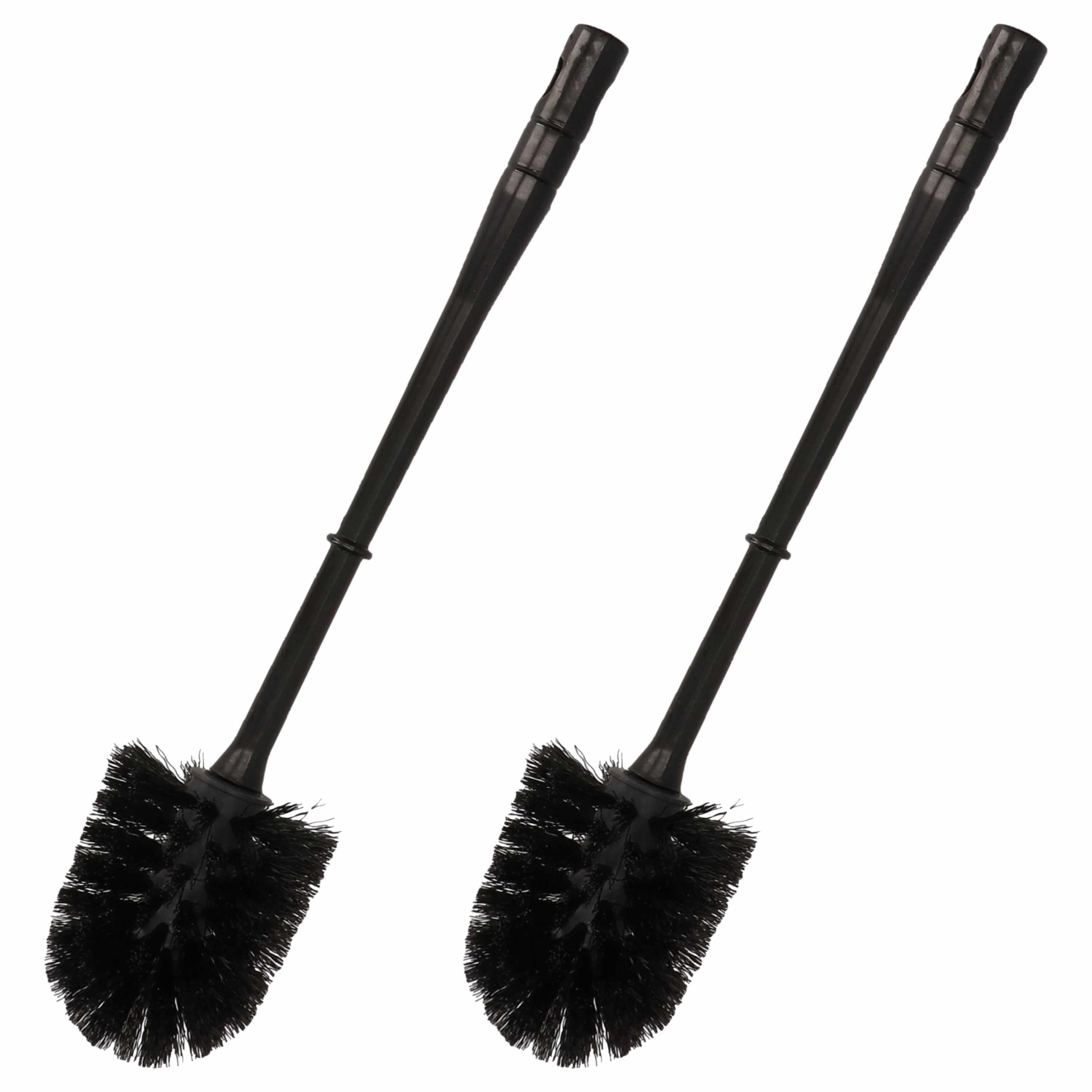 Wc/toiletborstel zwart 34 cm - 2x stuks - kunststof - Toilet/badkameraccessoires wc-borstel -