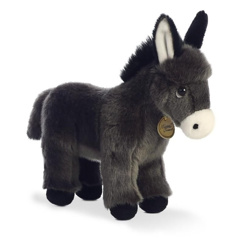 Knuffel Ezel - pluche - dieren knuffels - 28 cm - donker grijs - boerderijdieren -