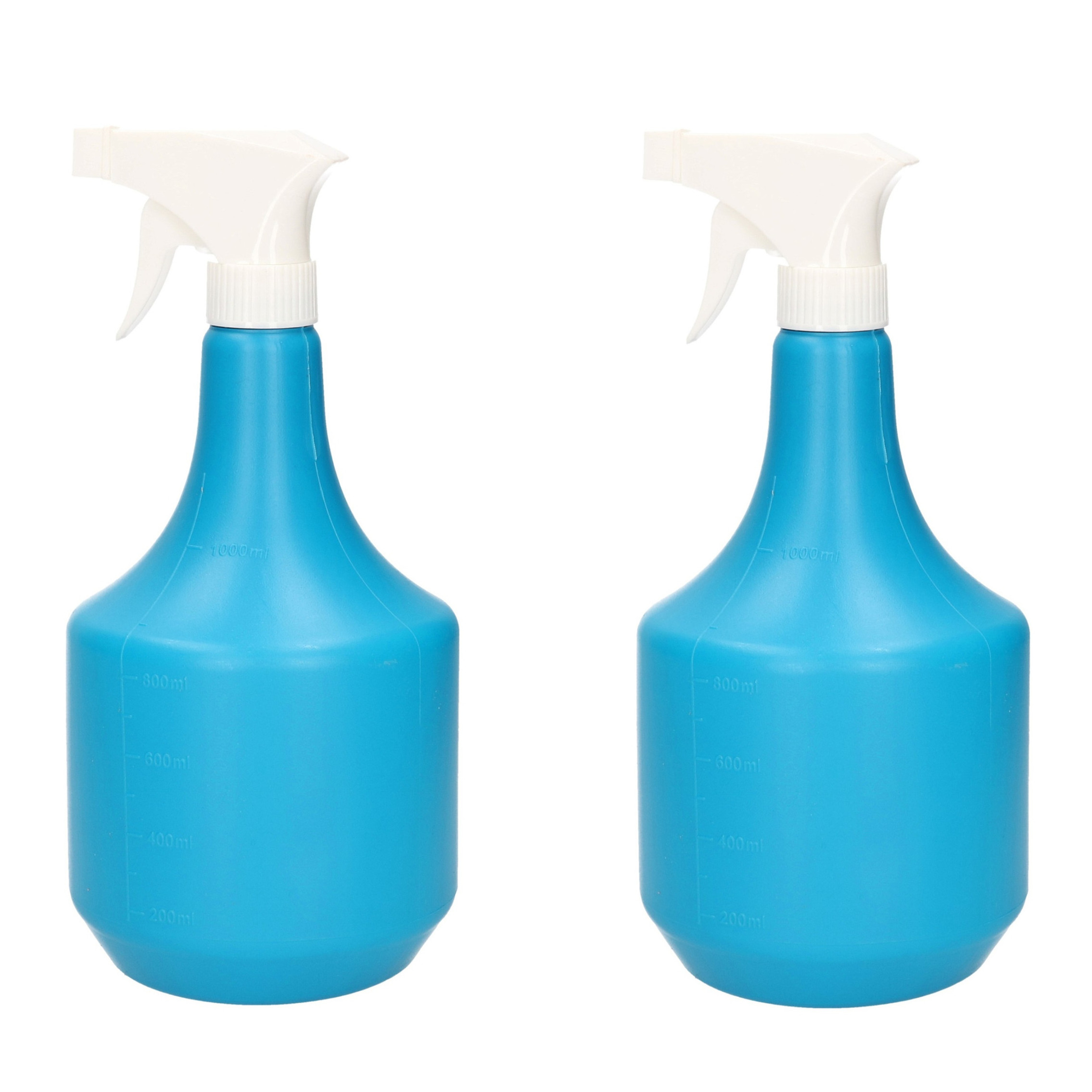2x Plantenspuiten/waterspuiten 1 liter turqouise blauw -