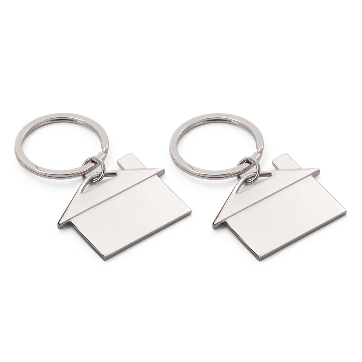 2x Sleutelhangers met huisje 5 x 3,5 cm -