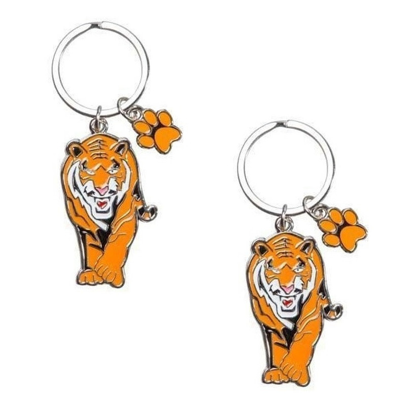 4x stuks metalen tijger sleutelhanger 5 cm -