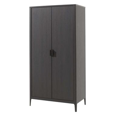 Vipack 2-deurs kledingkast Azalea - bruin/zwart - 200x100x59 cm - Leen Bakker