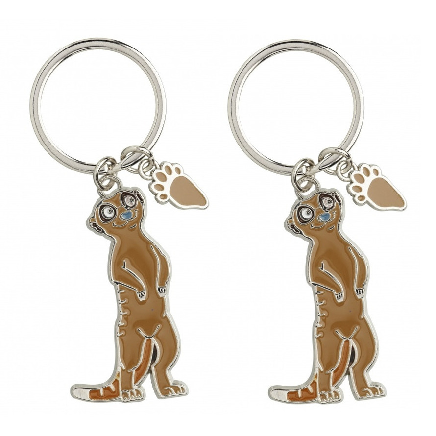 2x stuks metalen stokstaartje sleutelhangers 5 cm -