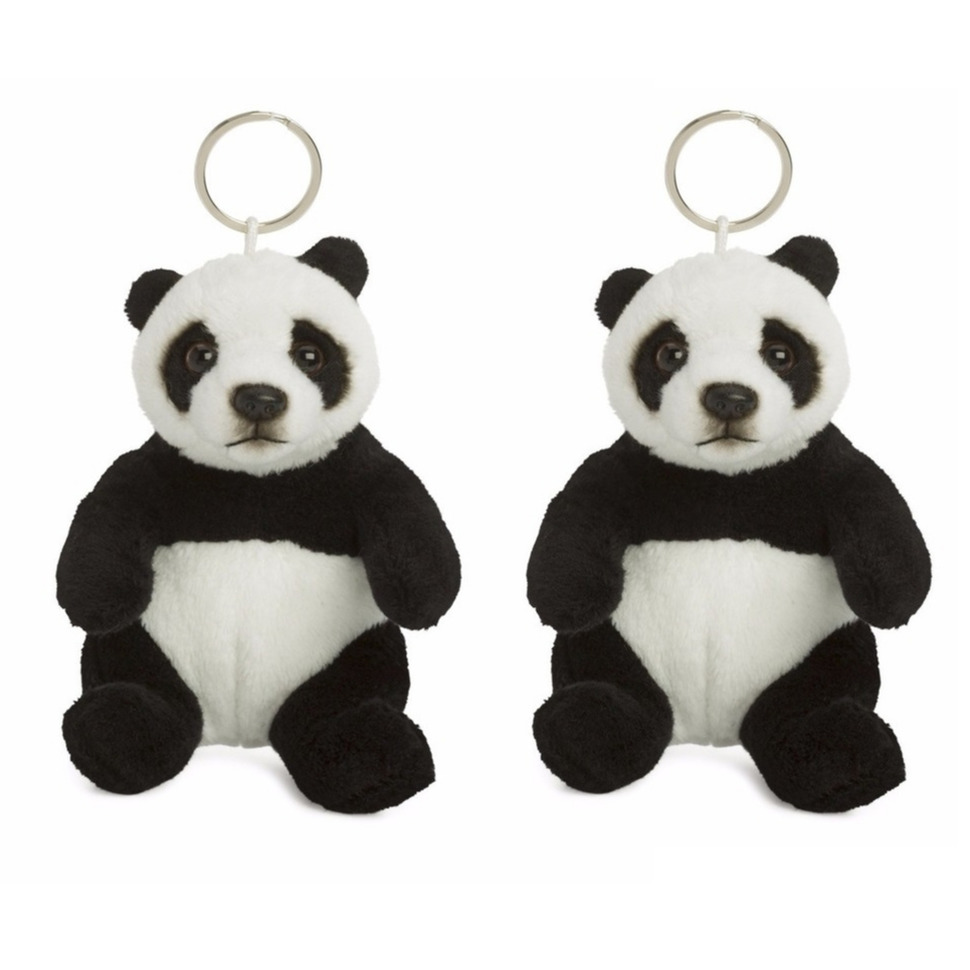 Set van 2x stuks wNF pluche pandabeer sleutelhanger 10 cm -