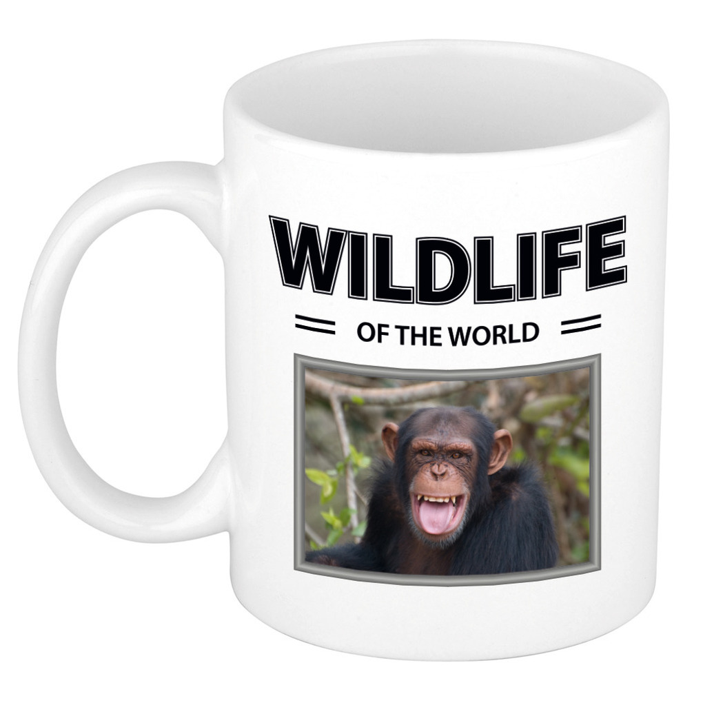 Chimpansee aap mok met dieren foto wildlife of the world -