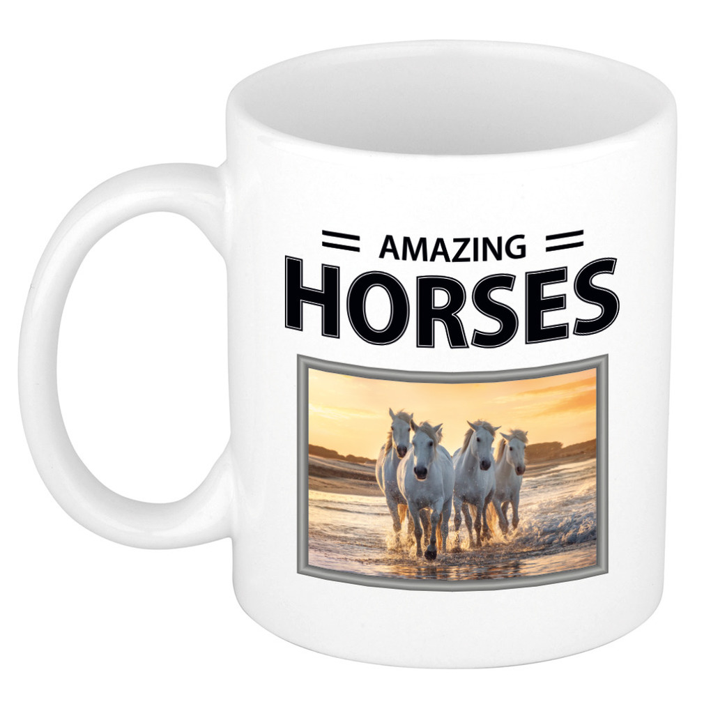 Witte paarden mok met dieren foto amazing horses -