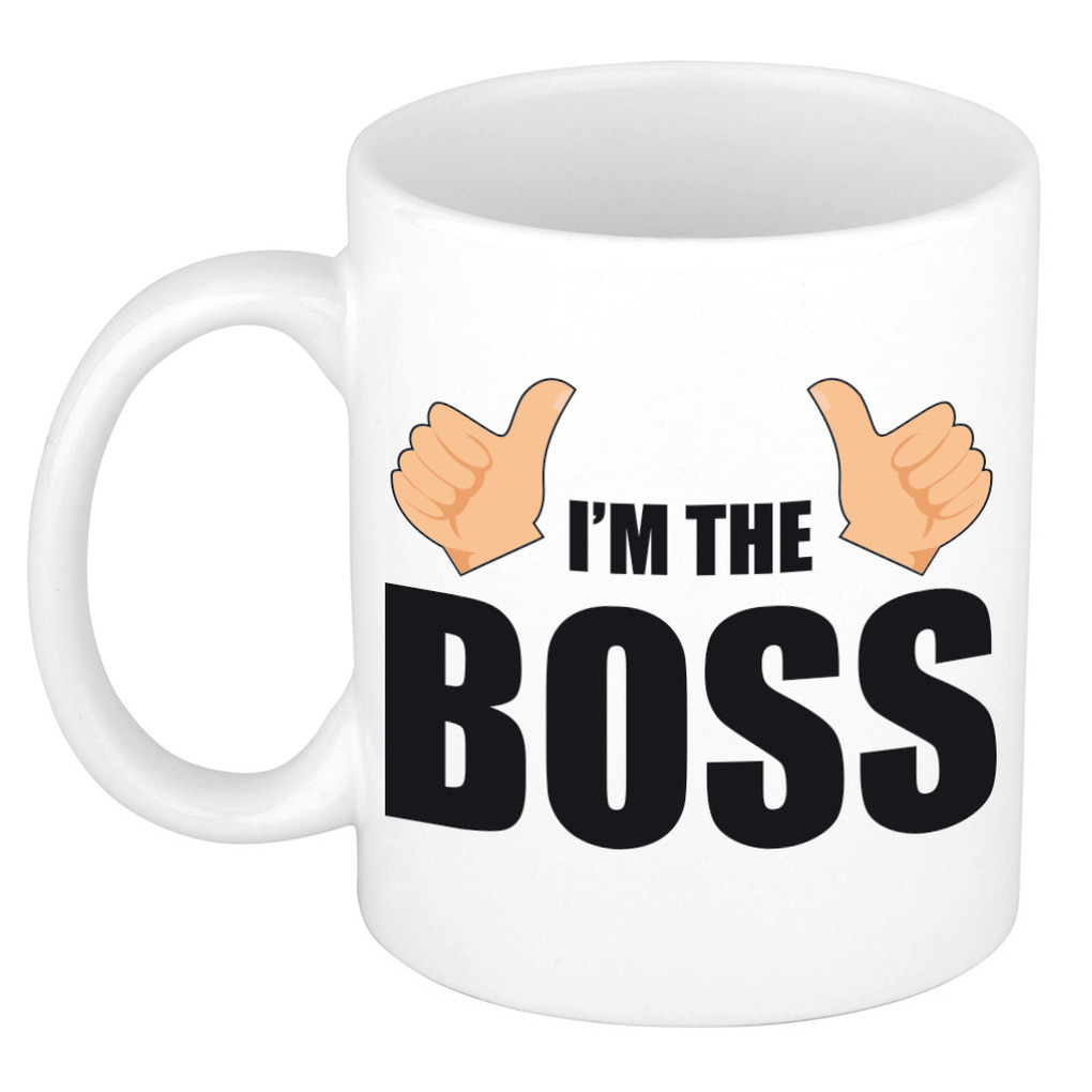 Im the boss kado mok / beker wit en zwart - cadeau mok -