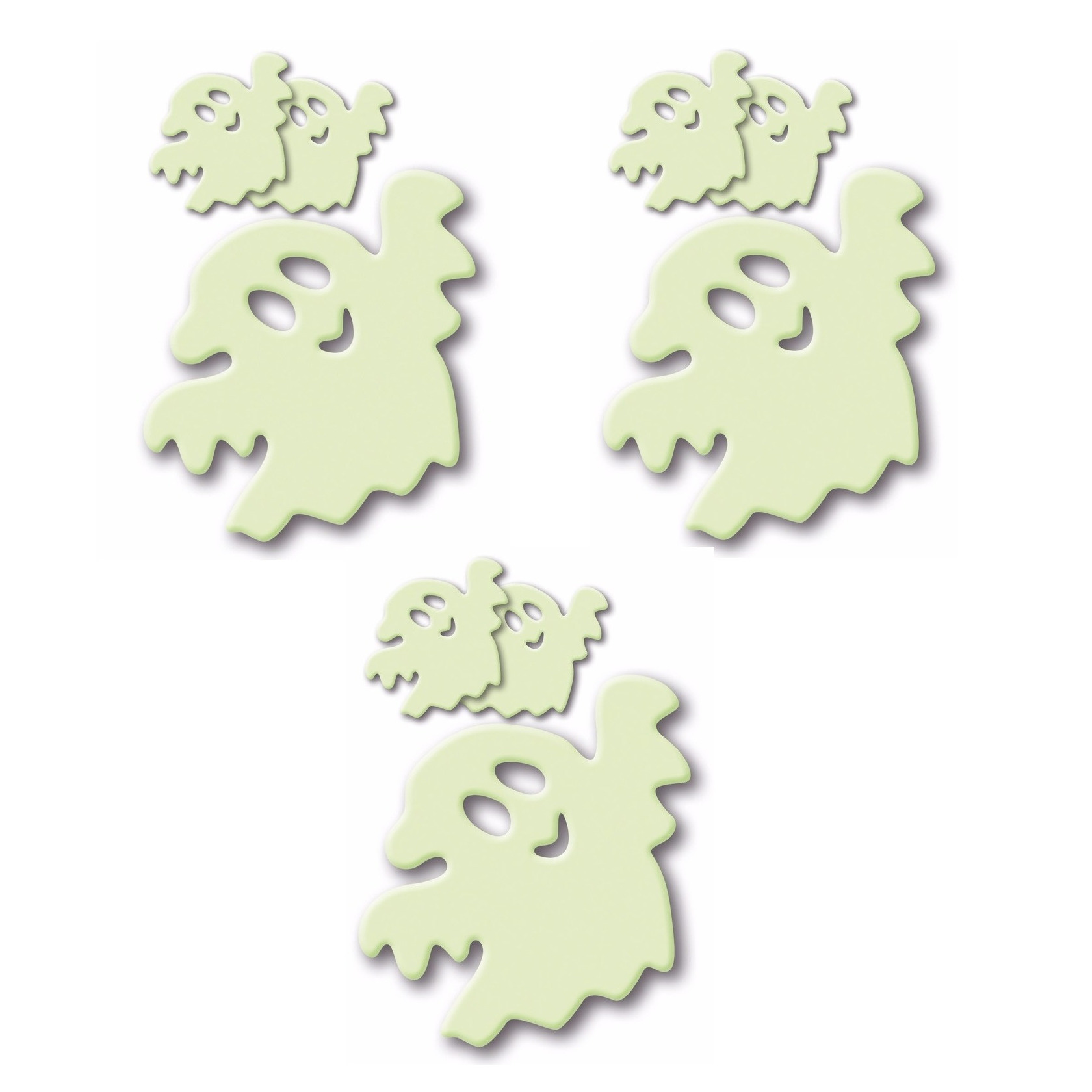Setje van 6x stuks glow in the dark Halloween raamstickers van spookjes 16 x 9 cm -