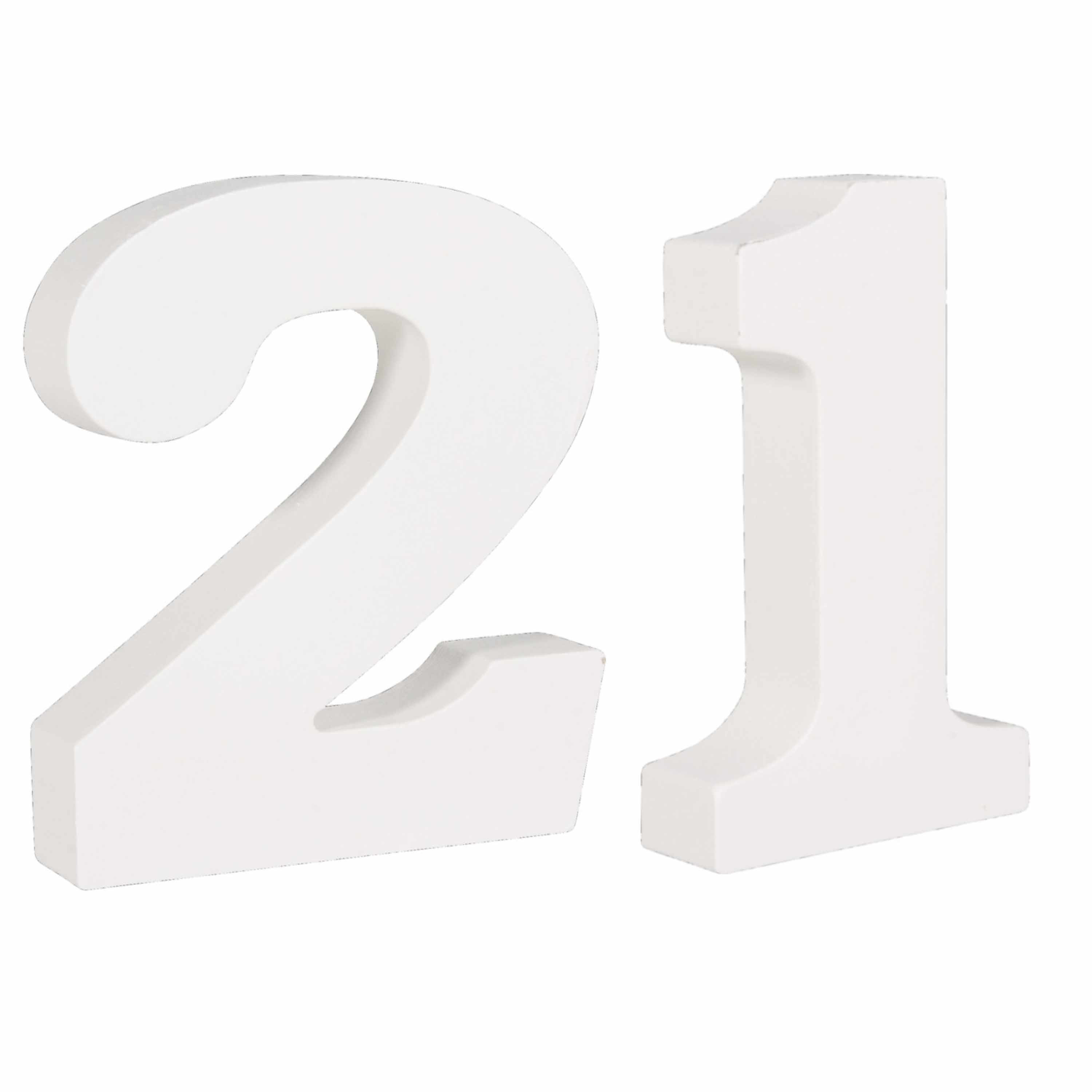 Mdf houten hobby cijfers 21 van formaat 11 cm -