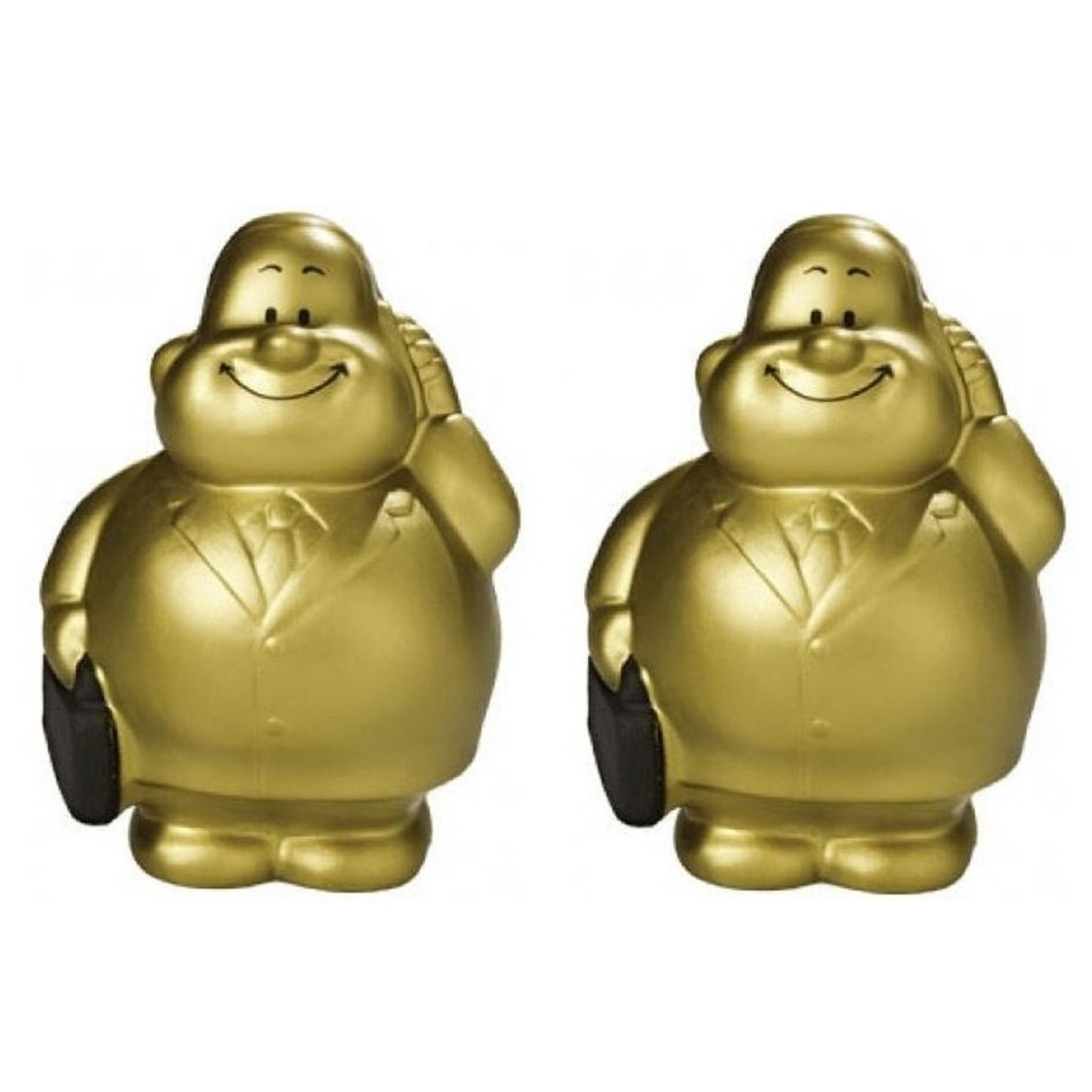 Set van 4x stuks anti stressbal goud zakenman in pak 9 cm -