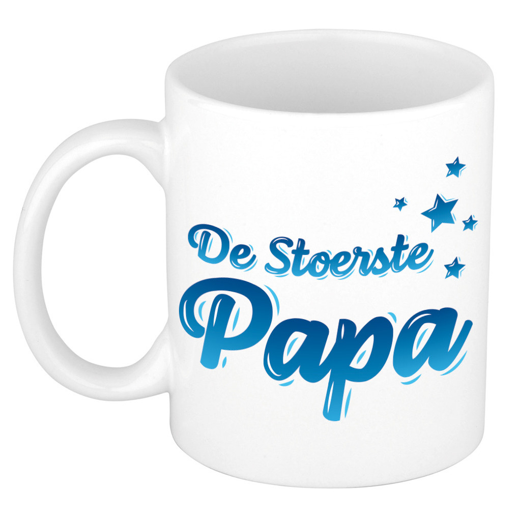 De stoerste papa kado mok / beker voor Vaderdag / verjaardag - blauwe sterren -