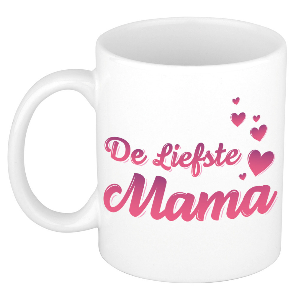 De liefste mama kado mok / beker voor Moederdag / verjaardag - roze hartjes -