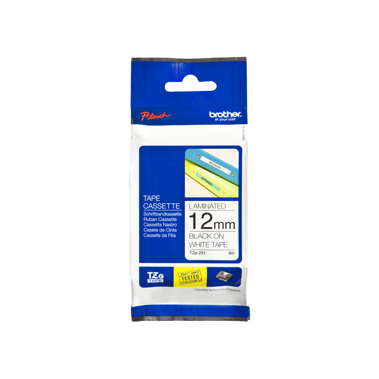Brother Tape TZe-231 printlint 12 mm, zwart op wit