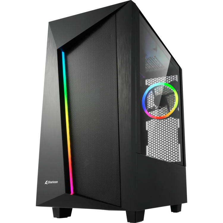Sharkoon REV100 tower behuizing 2x USB-A 3.2 (5 Gbit/s), 2x Audio, Window-kit