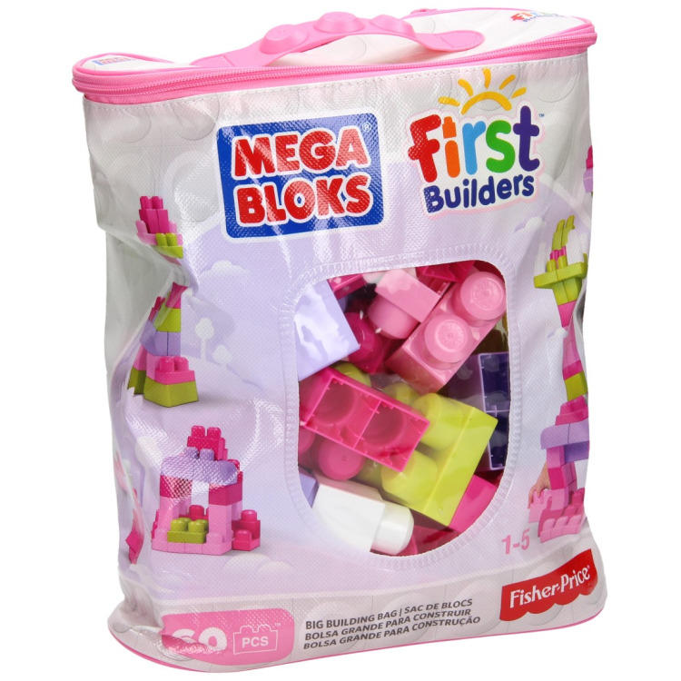 Mattel First Builders - Big Building Bag (Roze), 60 stuks constructiespeelgoed DCH54