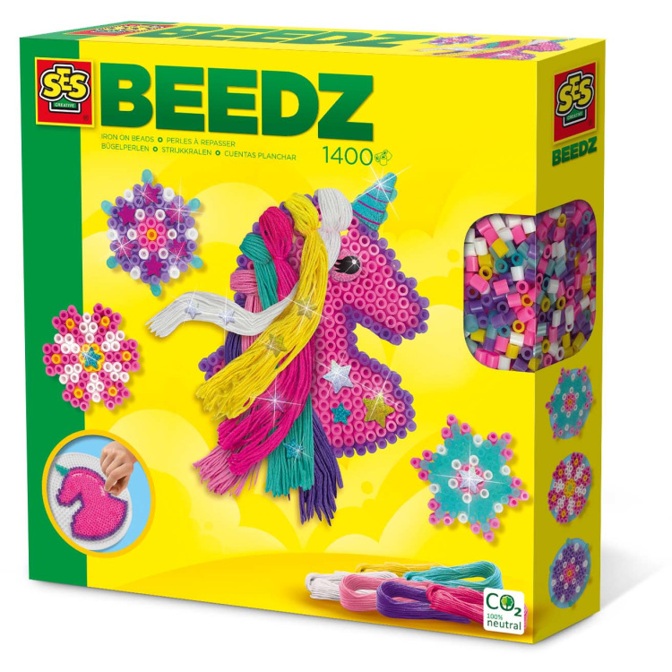 SES Creative BEEDZ - Strijkkralen - Unicorn met manen knutselen 06306
