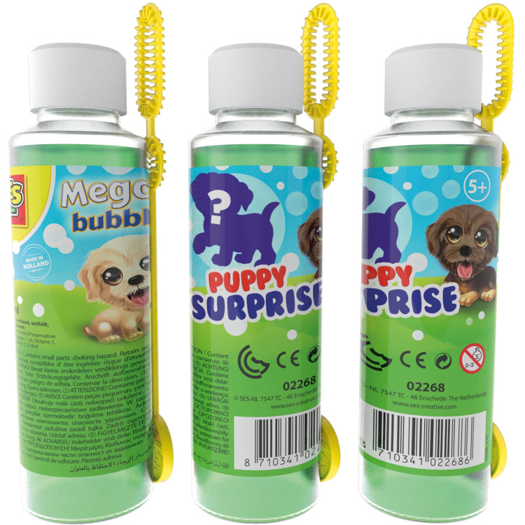 SES Creative Mega bubbles met puppy surprise, 200 ml bellenblaas 02268