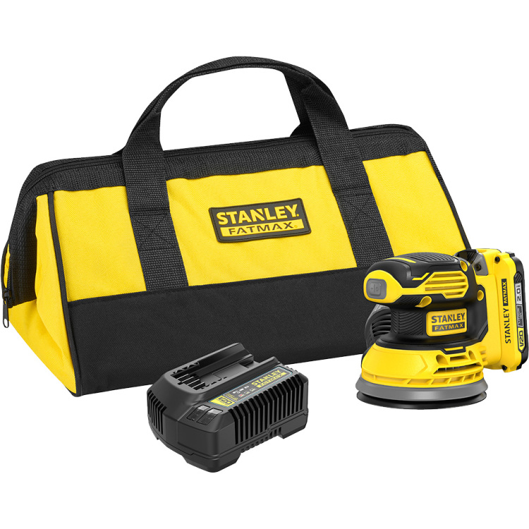Stanley FATMAX V20 18V Excentrische schuurmachine excentrische schuurmachine Softbag, accu (2.0Ah) en oplader (2A) inbegrepen