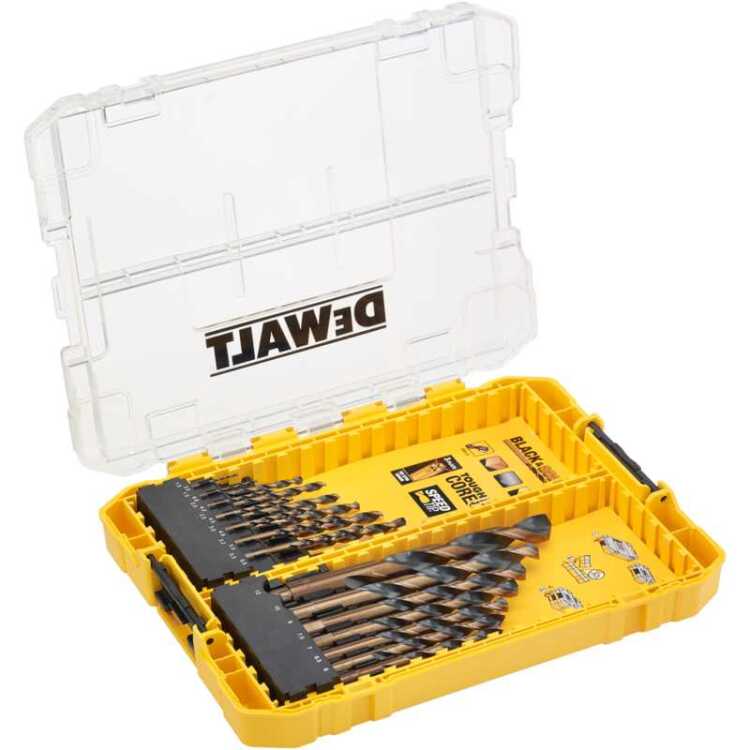 DEWALT Black & gold HSS-G Metaalboor Set DT70755-QZ boorset 21-delig, in Tough Case