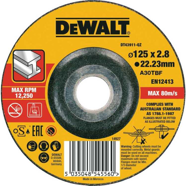 DEWALT Extreme Metal doorslijpschijf DT43911-QZ doorslijpschijf Ø 125 mm, boring 22,23 mm