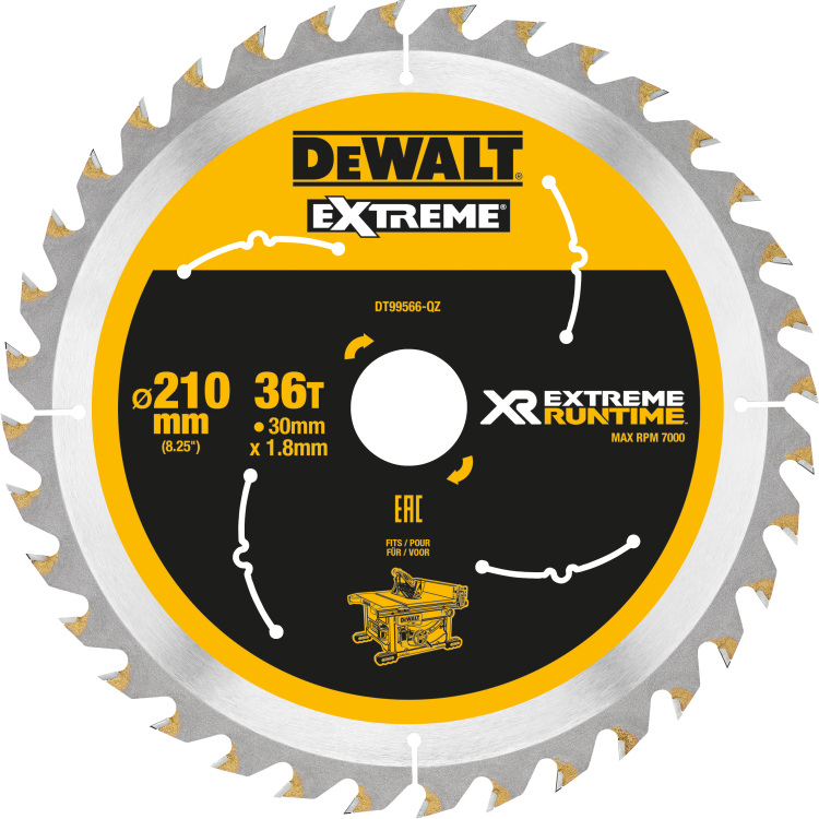 DEWALT Cirkelzaagblad DT99566, 210mm / 30mm zaagblad 36 tanden, voor stationaire cirkelzaag