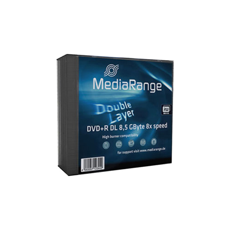 MediaRange DVD+R DL 8,5 GB blanco dvd's 8x, 5 stuks