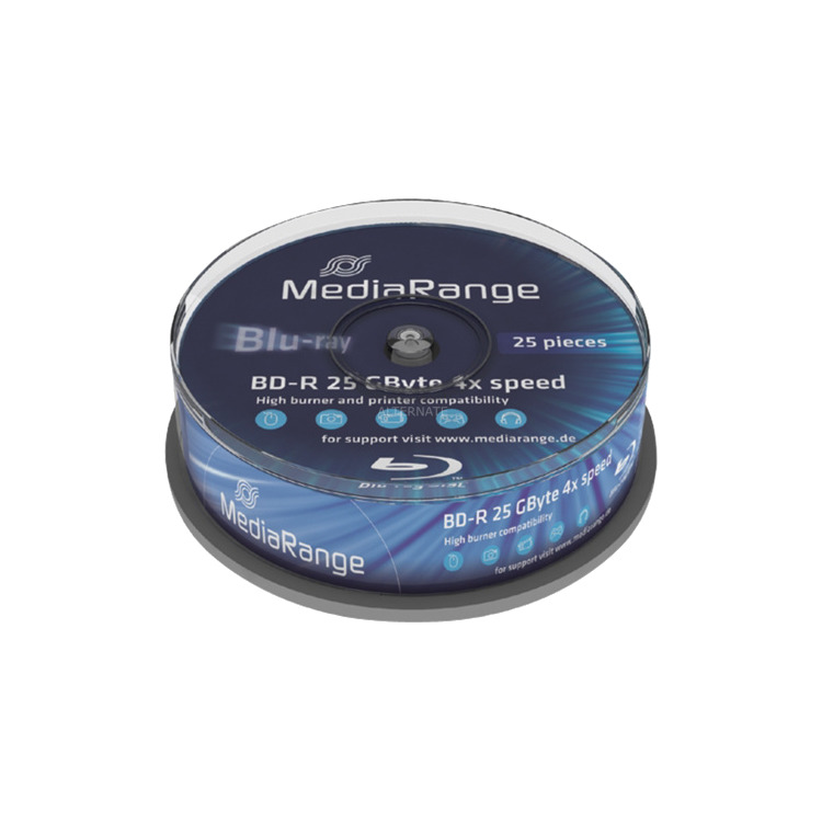 MediaRange BD-R 25 GB blu-ray media 4x, 25 stuks