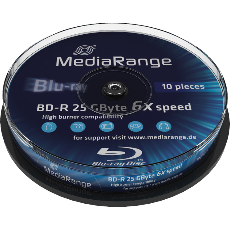 MediaRange BD-R 25 GB blu-ray media 6x, 10 stuks