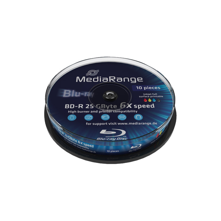 MediaRange BD-R 25 GB blu-ray media 6x, 10 stuks, bedrukbaar