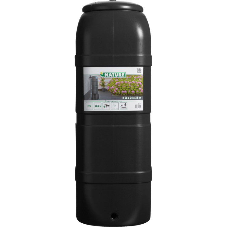 Nature Kunststof Slimline regenton zwart regenton 100 liter