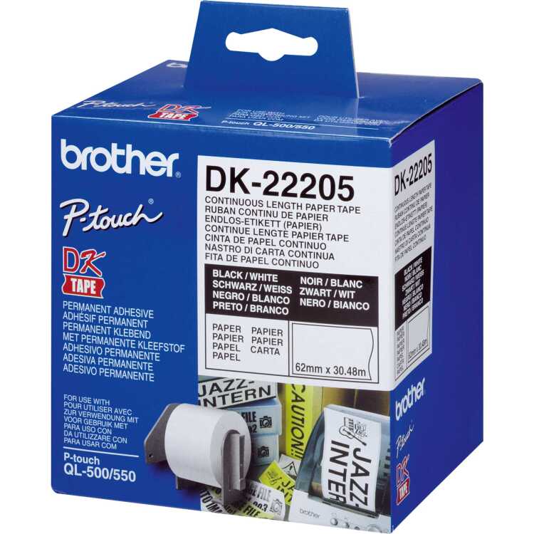 Brother kettingformulieren etiketten DK-22205 printlint 62 mm x 30,48 m