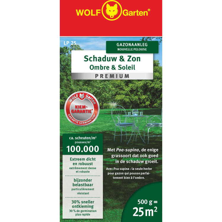 WOLF-Garten LP 25 Premium-Gazon schaduw en zon graszaden zaden Geschikt voor 25 m²