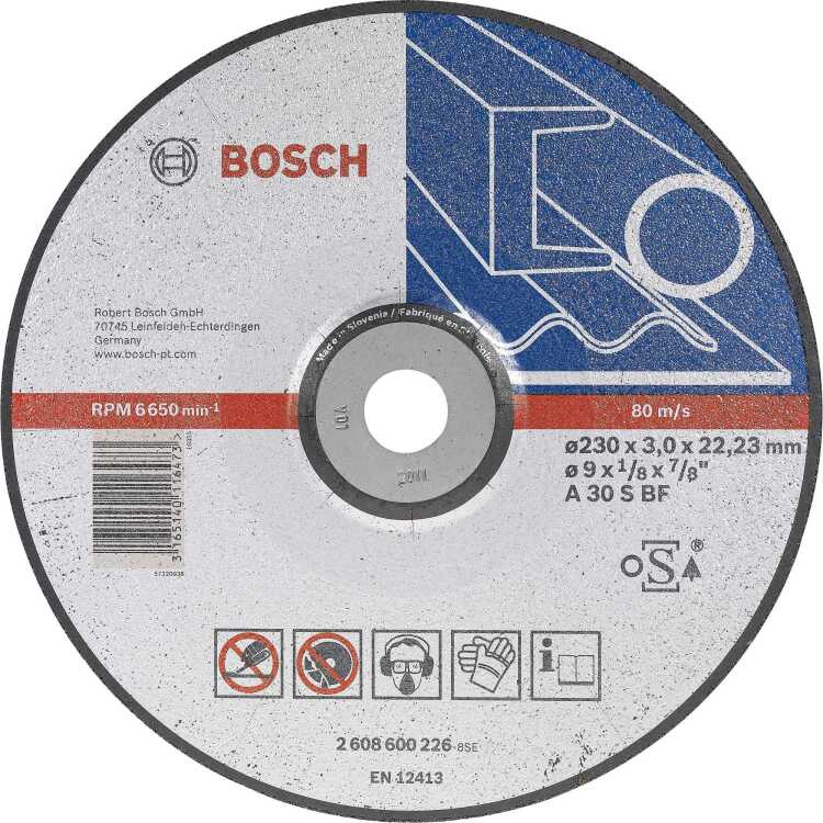 Bosch Doorslijpschijf gebogen 230mm doorslijpschijf Voor metaal