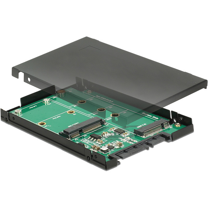 DeLOCK 2.5″ Converter SATA 22 pin > 1 x M.2 key B + 1 x mSATA - 9.5 mm converter