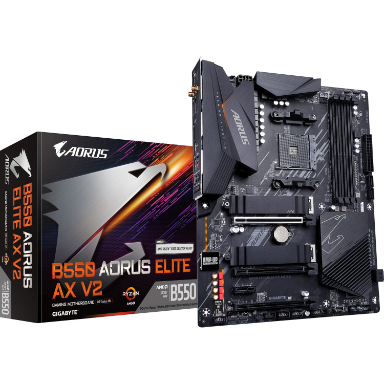 GIGABYTE B550 ELITE AX V2 moederbord RAID, 2.5 Gb-LAN, WLAN, BT, Sound, ATX