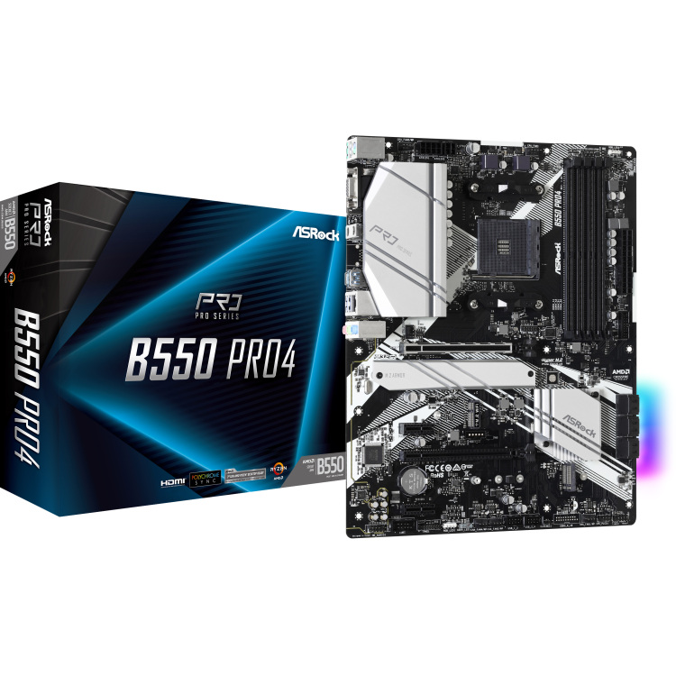 ASRock B550 Pro4 moederbord RAID, Gb-LAN, Sound, ATX